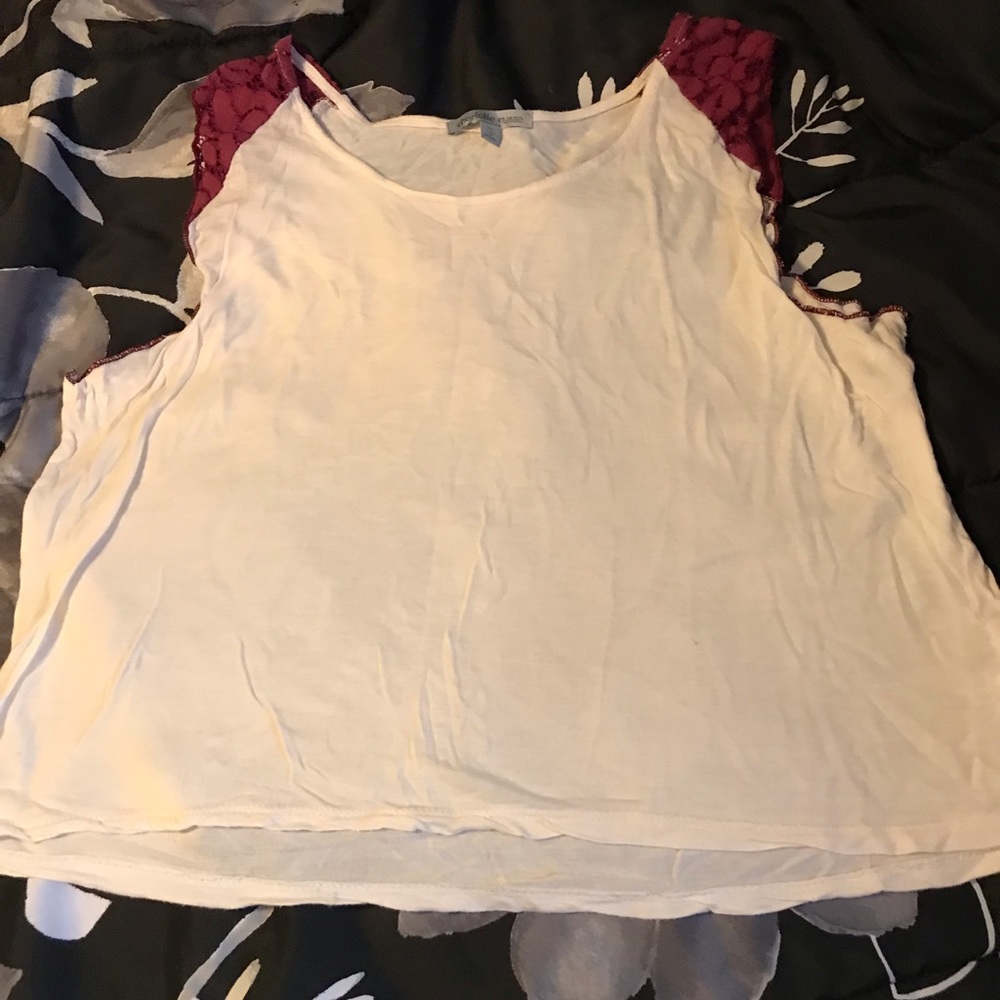 Cream and burgundy crop top